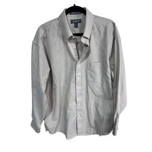 Croft & Barrow 17 34/35 Tan Button‎ Up Men's Wrinkle Resistant Oxford Shirt